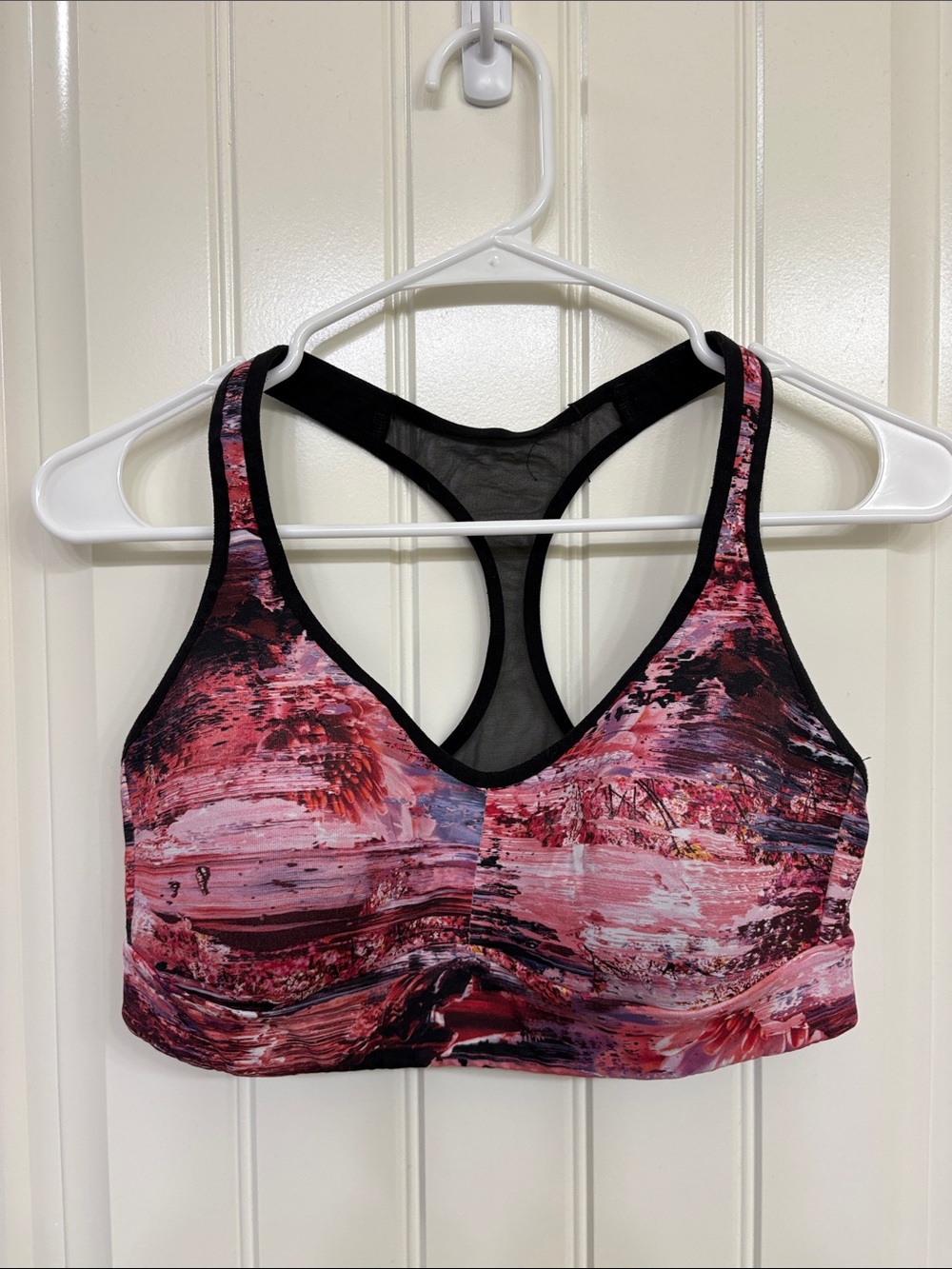 lululemon athletica Pink and Black Abstract Racerback‎ Sports Bra
